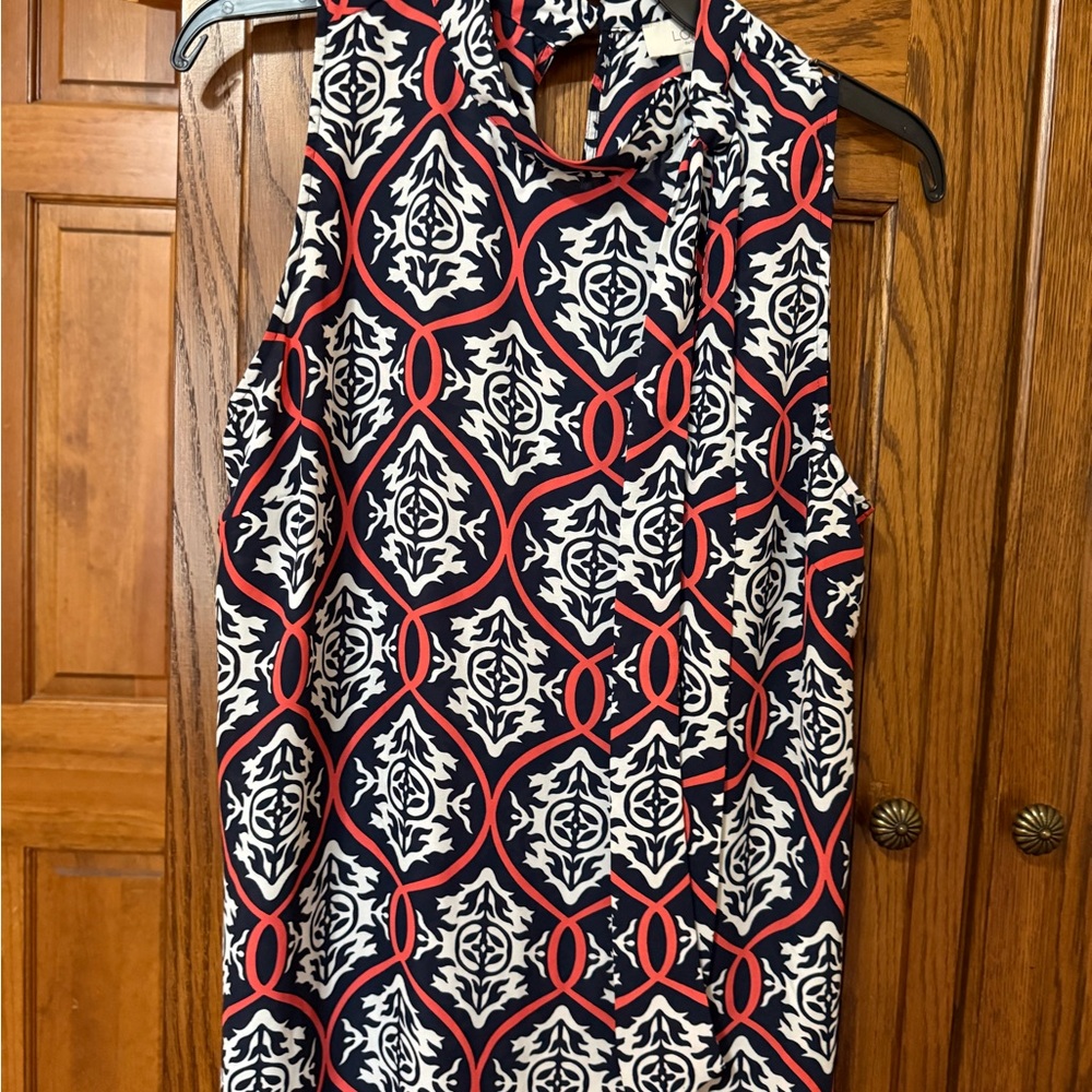 Sleeveless Geometric Print Blouse